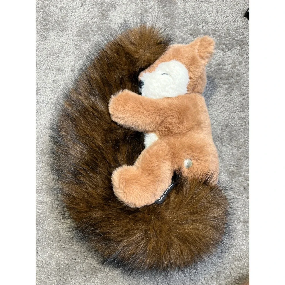 FAO Schwarz Big Tails Sleeping Fox Plush Toy with Oversized Furry Tail NWT